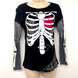 Halloween long sleeve skeleton T shirt